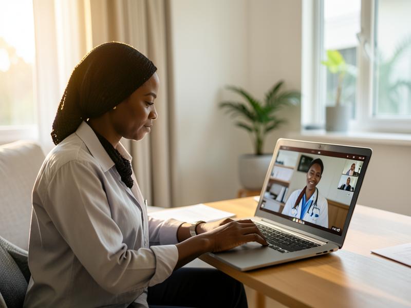 Patient on a video consultation with a Nigerian doctor